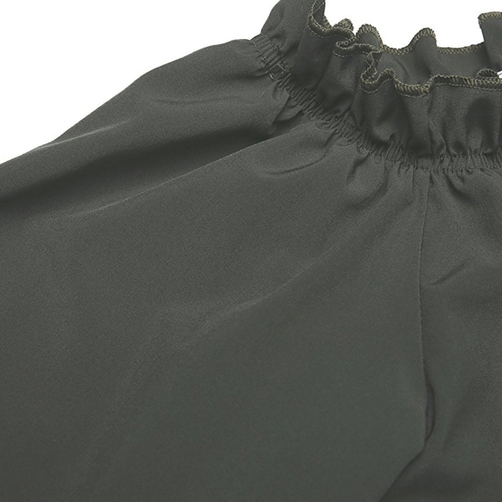 OTIS Olive Green Ruffle Trim Off Shoulder Blouse - Picture 2 of 7